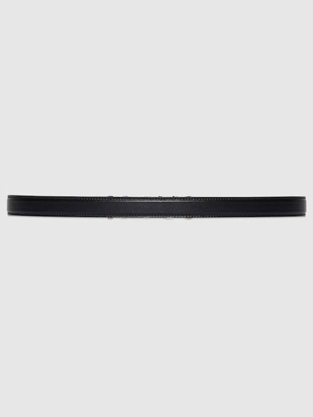 Gold Logo Buckle Thin Leather Belt Black - GUCCI - BALAAN 5