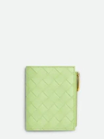 Intrecciato Zipper Small Half Wallet Green - BOTTEGA VENETA - BALAAN 2