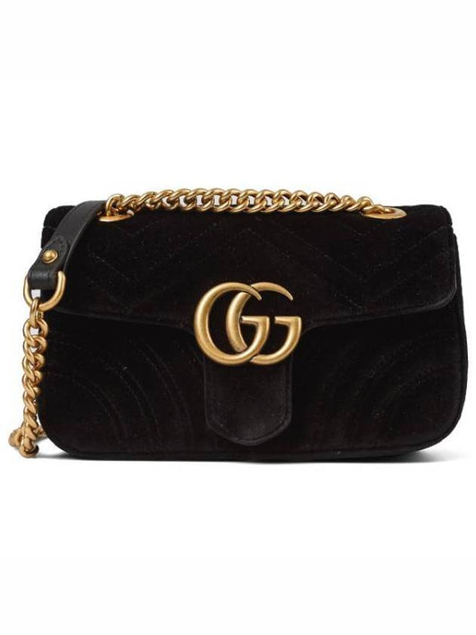 Marmont Velvet Mini Shoulder Bag Black - GUCCI - BALAAN.