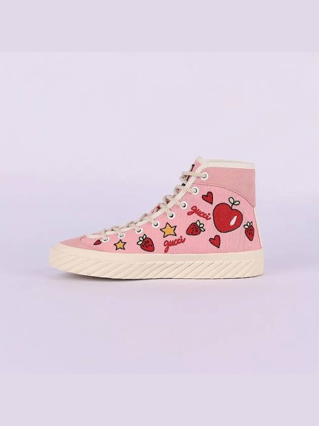 Women's Canvas High Top Sneakers Pink - GUCCI - BALAAN 4