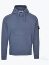 Logo Patch Cotton Fleece Hoodie Blue - STONE ISLAND - BALAAN 2