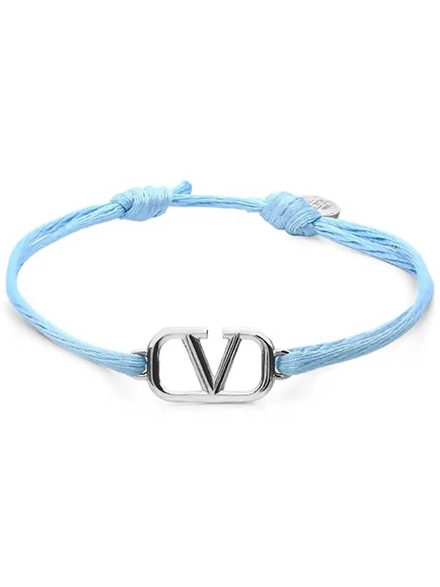 Silver V Logo Signature Bracelet Blue - VALENTINO - BALAAN 5