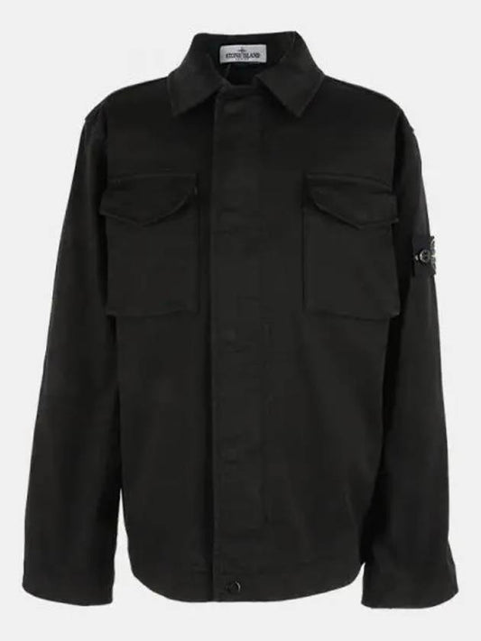 Stone Kids Waffen Patch Overshirt Jacket Black 761610211 V0029 1064213 - STONE ISLAND - BALAAN 1