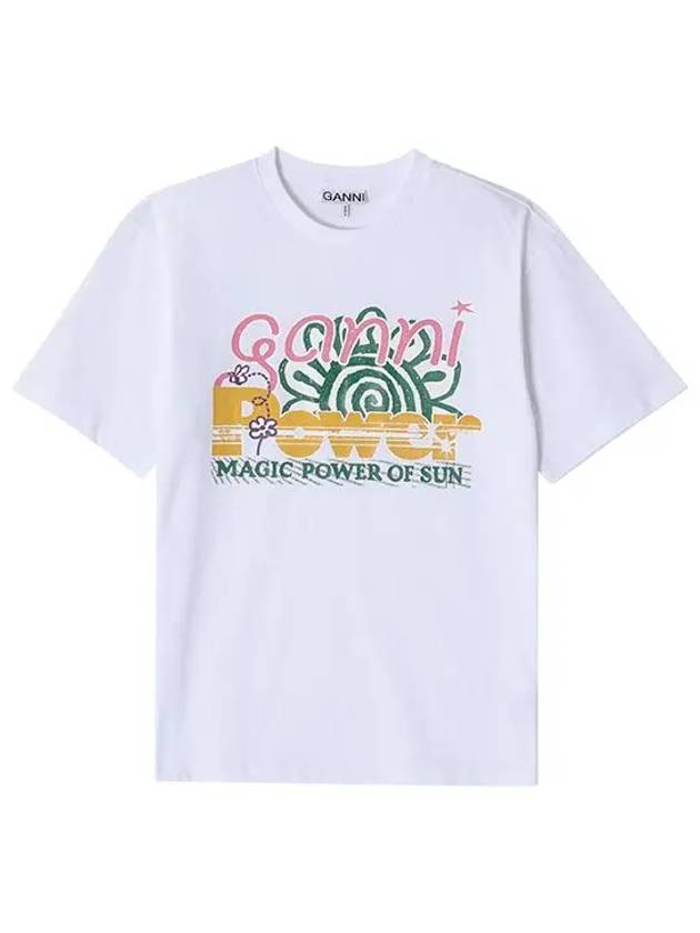 Relaxed Power of Sun Cotton Short Sleeve T-Shirt White B0481010388 - GANNI - BALAAN 2