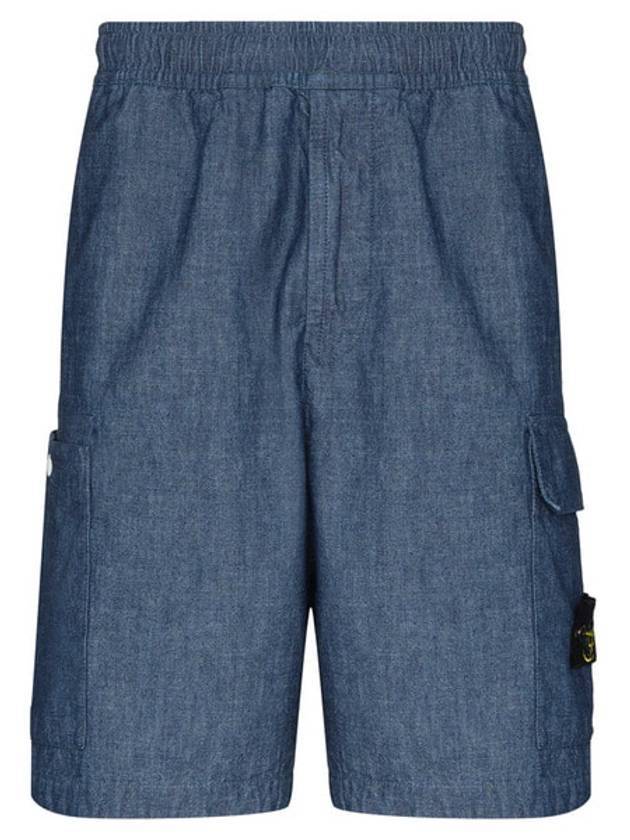 Men's Waffen Chambray Bermuda Denim Shorts Blue - STONE ISLAND - BALAAN 1