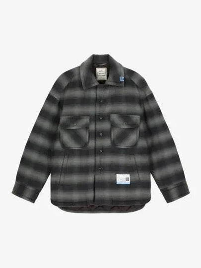 logo patch padded check long sleeved shirt black - MAISON MIHARA YASUHIRO - BALAAN 2