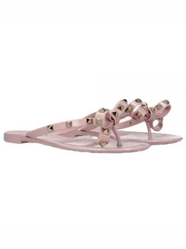 Ribbon Rockstud Flip Flops Water Rose - VALENTINO - BALAAN 2