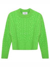 Cable Wool Knit Top Green - AMI - BALAAN 2