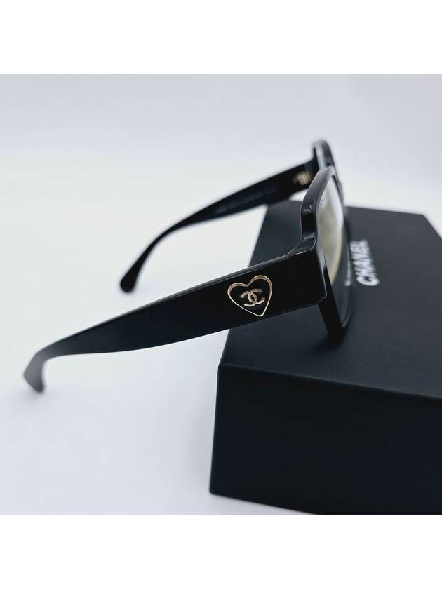 Heart Logo Glasses Square Blue Light Black A71470 - CHANEL - BALAAN 6