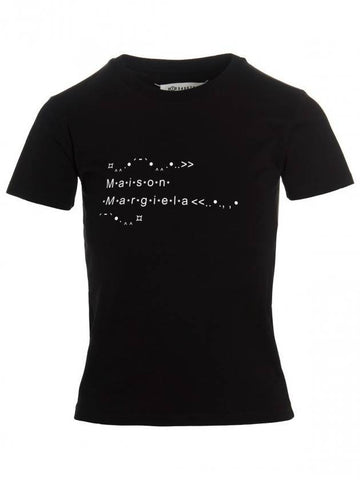 Women's Emoji Logo Font Generator Short Sleeve T-Shirt Black - MAISON MARGIELA - BALAAN 1