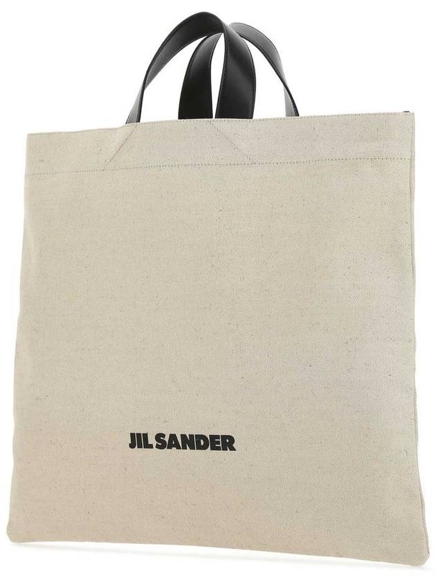 Logo Square Flat Cotton Tote Bag Beige - JIL SANDER - BALAAN 3