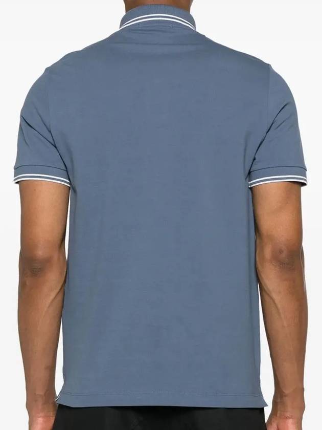 Stretch Cotton Pique Short Sleeve Polo Shirt Light Blue - STONE ISLAND - BALAAN 4