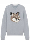 Men's Big Fox Head Classic Pullover Wool Knit Top Grey - MAISON KITSUNE - BALAAN 2