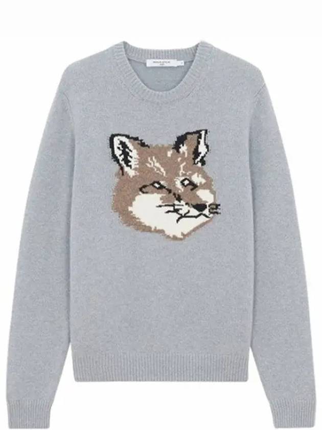 Men's Big Fox Head Classic Pullover Wool Knit Top Grey - MAISON KITSUNE - BALAAN 2