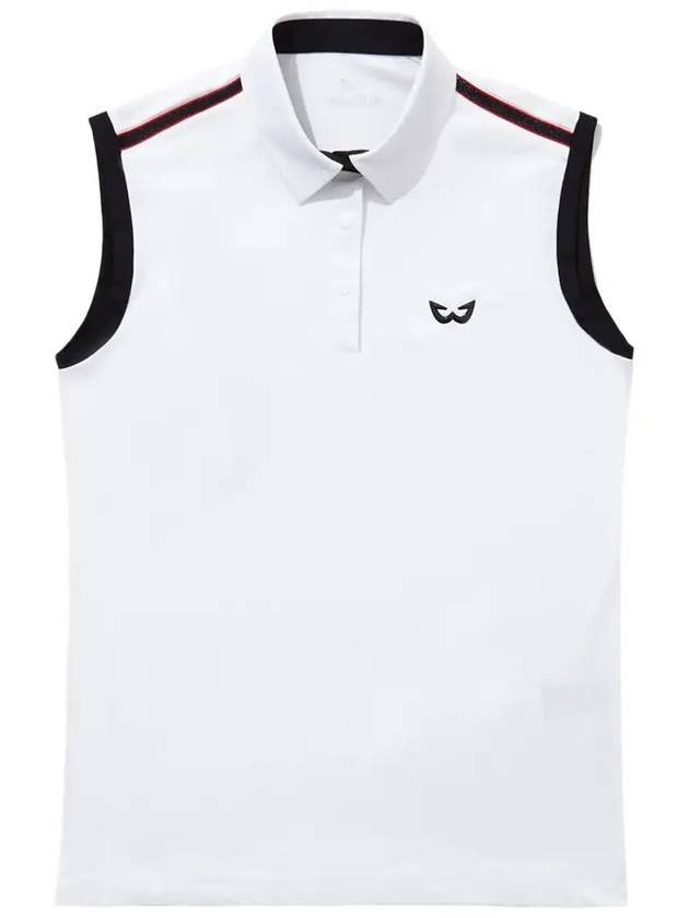 Golf Wear Mesh Tape Collar Sleeveless Golf T-shirt WB21SUWT02WH White - WHITEBALL - BALAAN 2