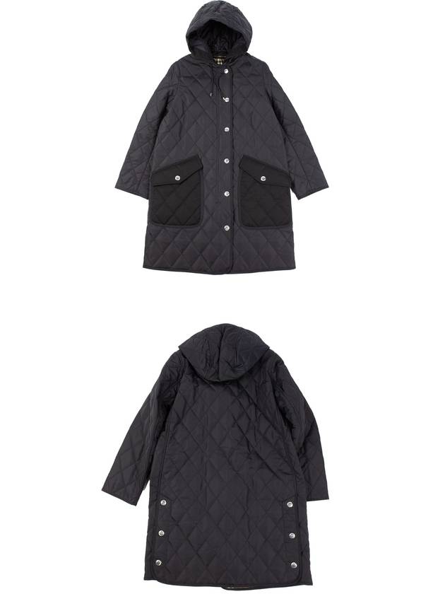 Women's Diamond Quilted Hoodie Single Coat Black - BURBERRY - BALAAN 4