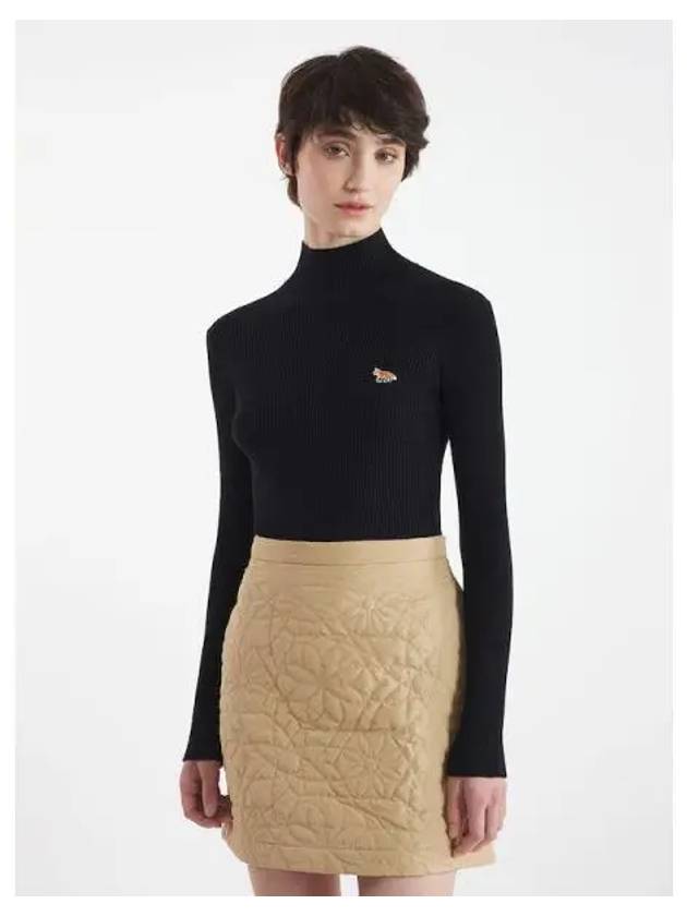 Women s Fox Patch Fine Pleated Turtleneck Black Domestic Product GM0024081642894 - MAISON KITSUNE - BALAAN 1