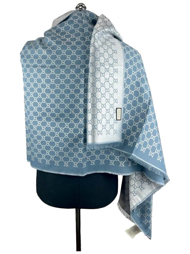 GG lamé jacquard twotone light gray blue stole 623161 - GUCCI - BALAAN 4