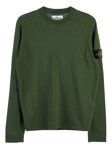 Wappen Patch Crew Neck Knit Top Olive - STONE ISLAND - BALAAN 1