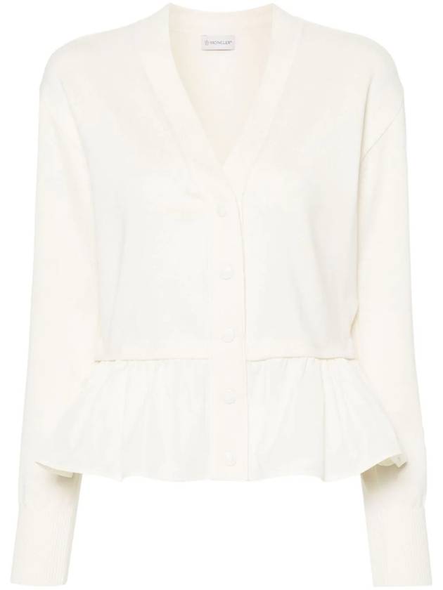 V Neck Puplum Cardigan Cream - MONCLER - BALAAN 1