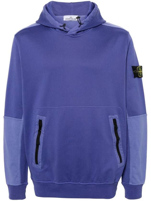 Regular Fit Mercerized Cotton Fleece Cotton Hoodie Purple - STONE ISLAND - BALAAN 2