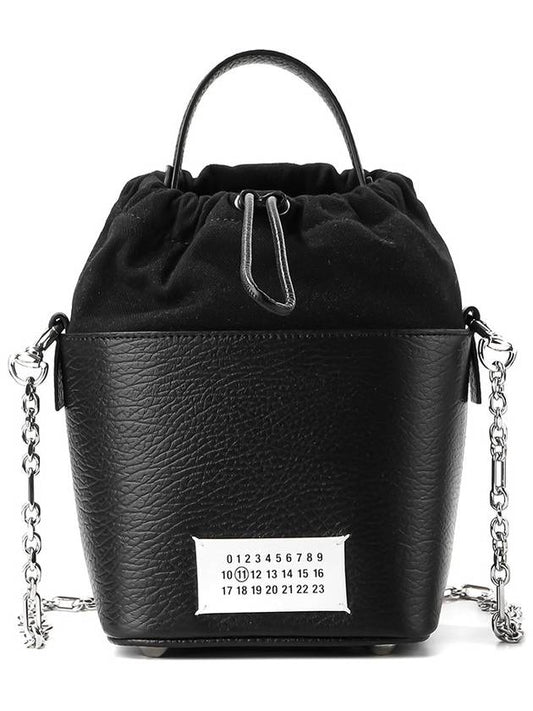 5AC Number Logo Texture Leather Bucket Bag Black - MAISON MARGIELA - BALAAN 2