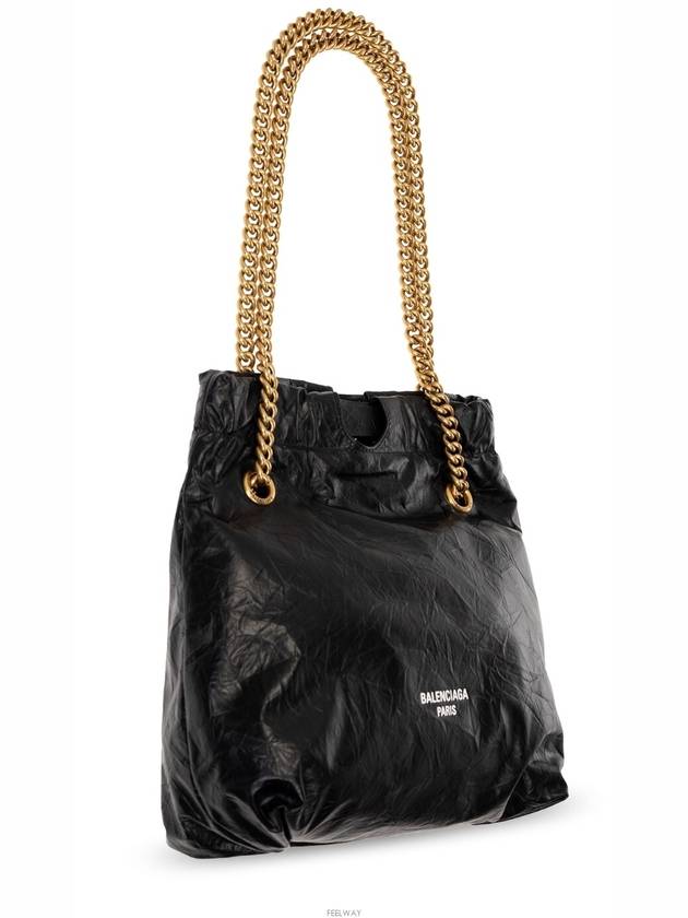 Crush Small Leather Shoulder Bag Black - BALENCIAGA - BALAAN 3