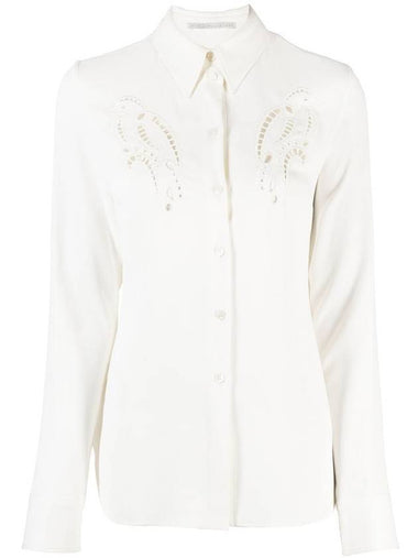 Women's Petal Crochet Compact Crepe Shirt Cream - STELLA MCCARTNEY - BALAAN 1