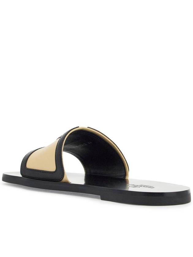 men's black and beige goat leather slippers with central strap - VALENTINO - BALAAN 3