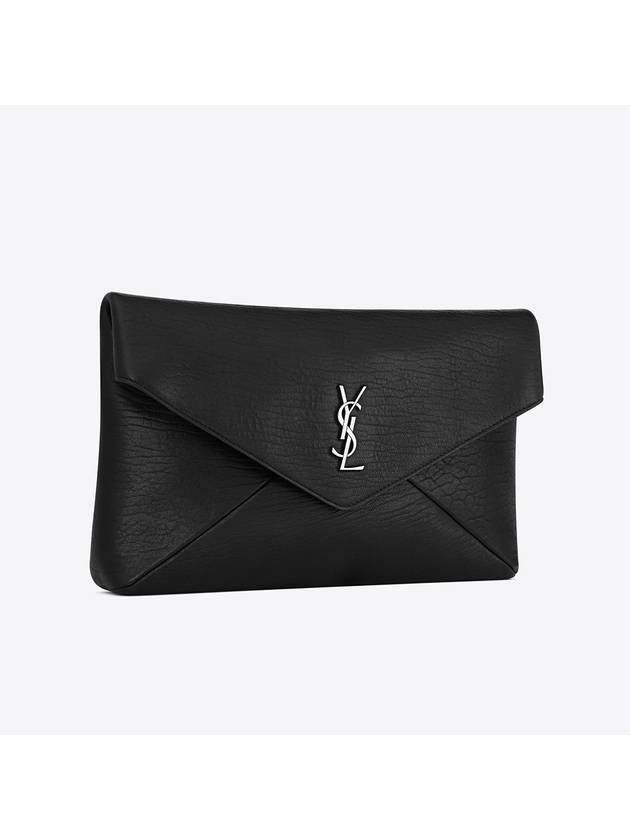 Cassandre Embellished Leather Clutch Bag Black - SAINT LAURENT - BALAAN 3