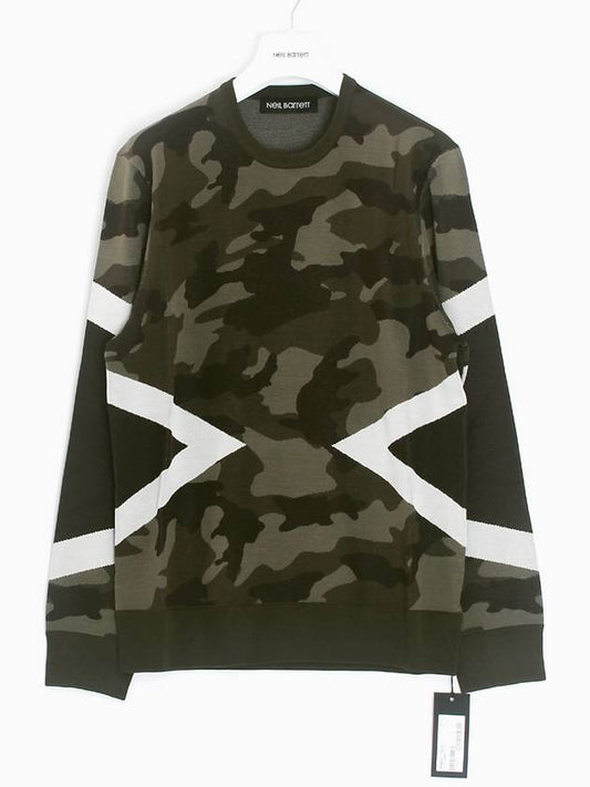 geometric camo pattern knit top khaki - NEIL BARRETT - BALAAN 2