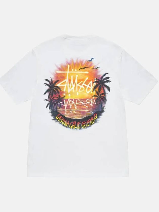 Sunset Short Sleeve T-Shirt White - STUSSY - BALAAN 2