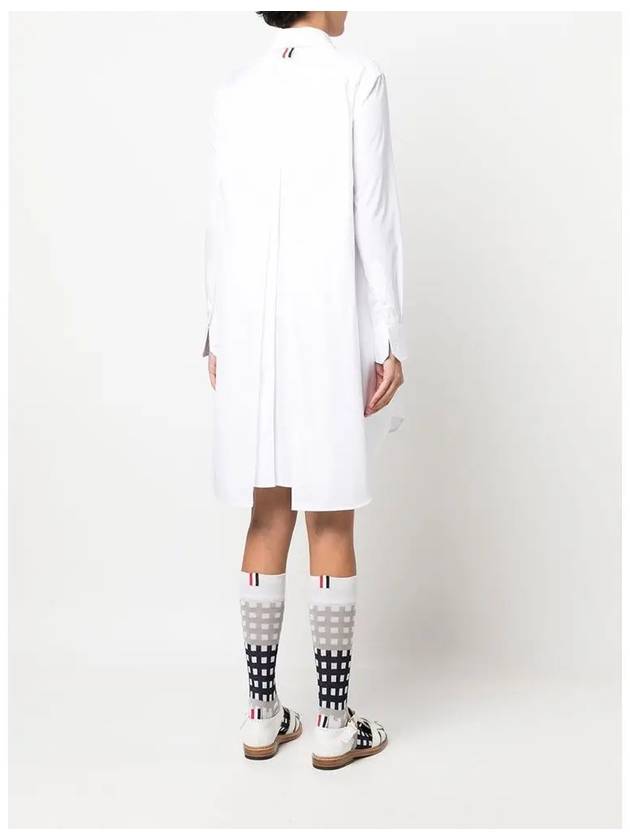 Solid Poplin Pleated Back Shirt Mini Dress White - THOM BROWNE - BALAAN 6