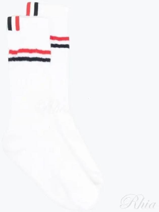 Athletic Striped Ribbed Cotton Socks White - THOM BROWNE - BALAAN 2