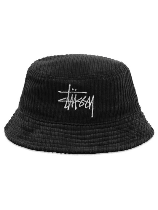 Corduroy Big Basic Bucket Hat Black 1321051 - STUSSY - BALAAN 1