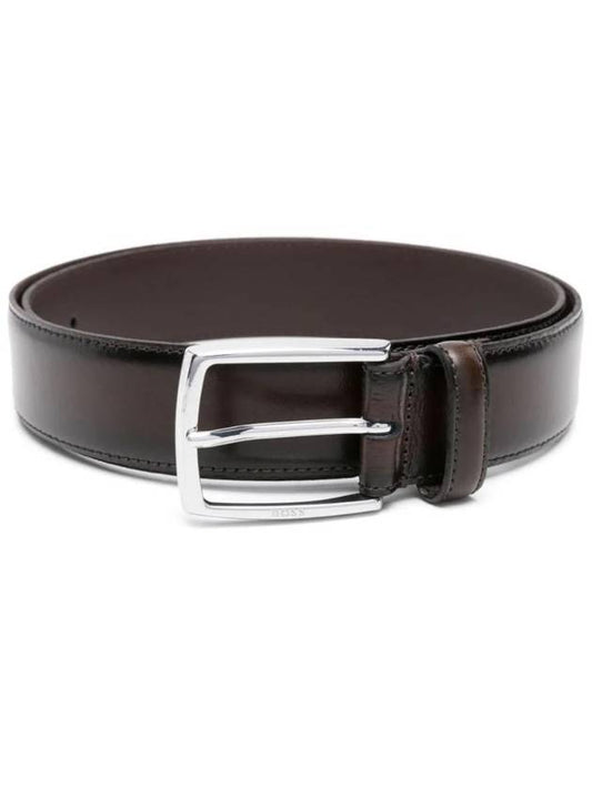 Stitching Detail Leather Belt Brown - HUGO BOSS - BALAAN 1