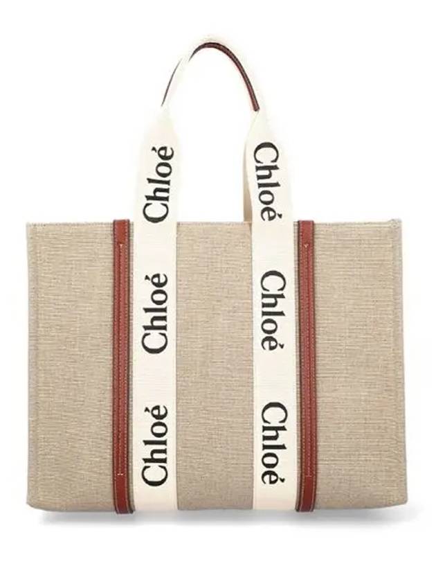 Woody Large Tote Bag White Brown Beige - CHLOE - BALAAN 3