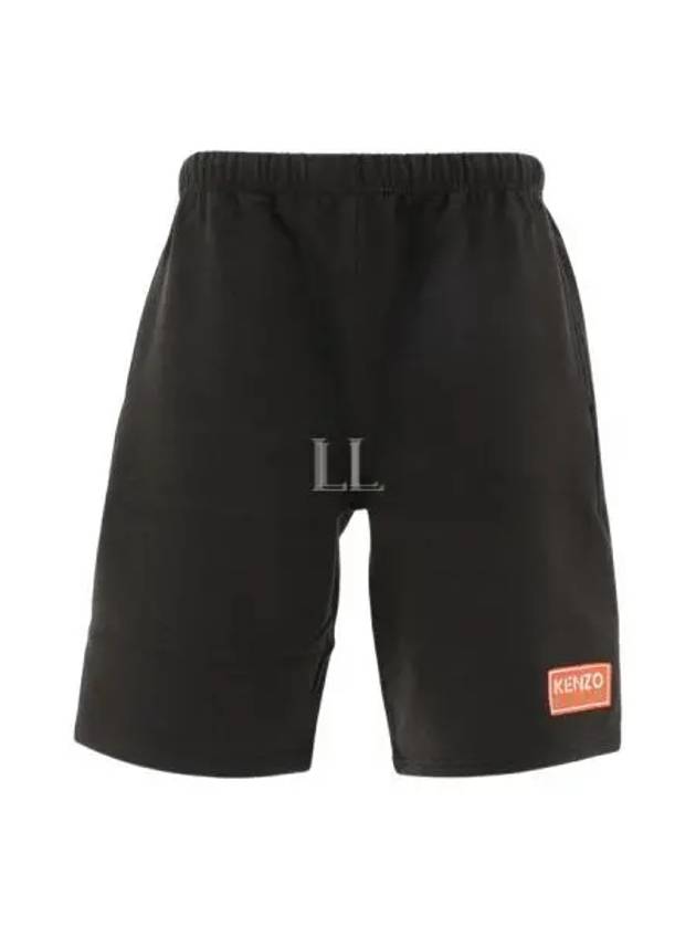 Men's Logo Patch Cotton Shorts Black - KENZO - BALAAN 2