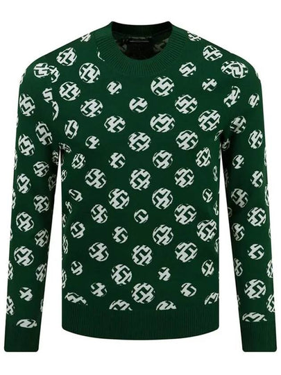 Men's Golf Gus Jacquard Crew Neck Sweater Green - J.LINDEBERG - BALAAN 2