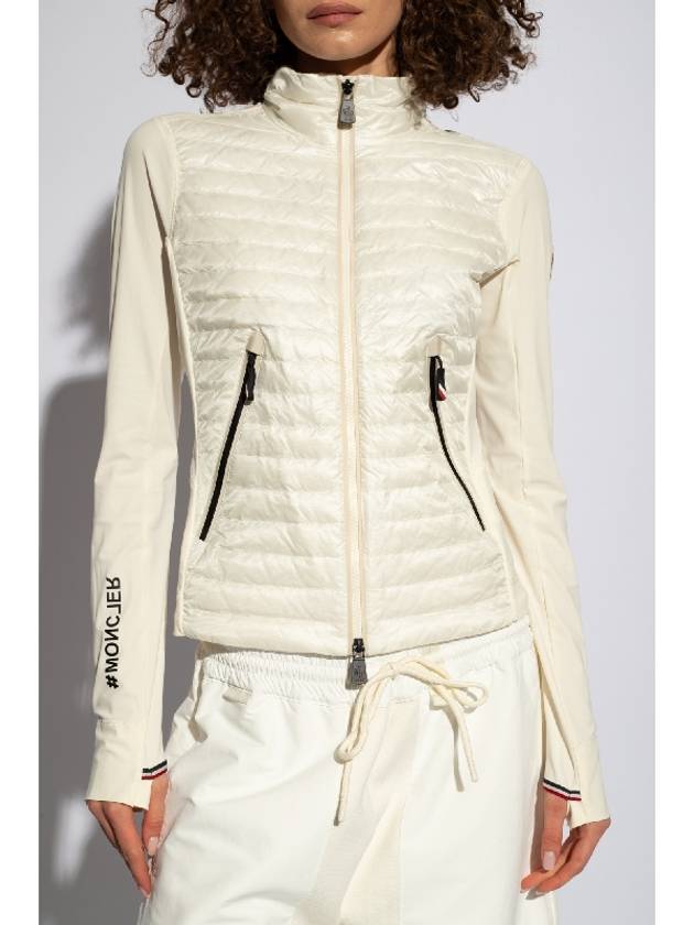 Women's Grenoble Patch Logo Zip-Up Cardigan White - MONCLER - BALAAN 3