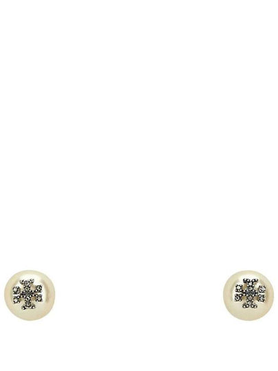 Kira Pearl Stud Earrings Silver White - TORY BURCH - BALAAN 2