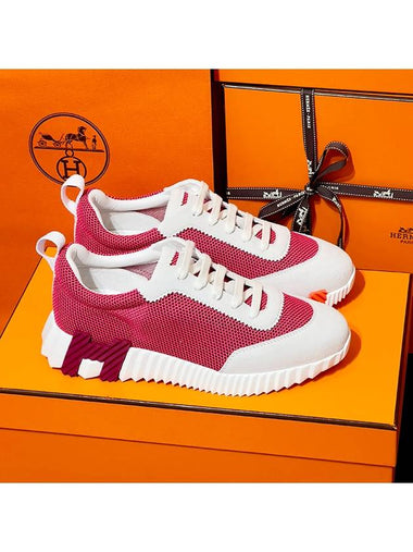 Bouncing Sneakers Pink Mesh H Pink Orange Twotone - HERMES - BALAAN 1