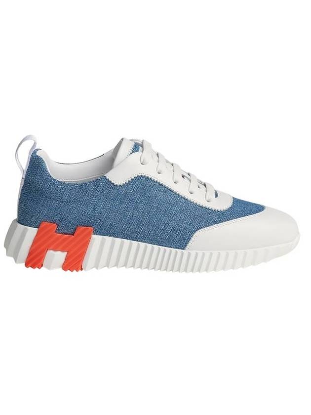 Bouncing Sneakers Chevron Denim Suede Goatskin & Bleu Clair Blanc - HERMES - BALAAN 1