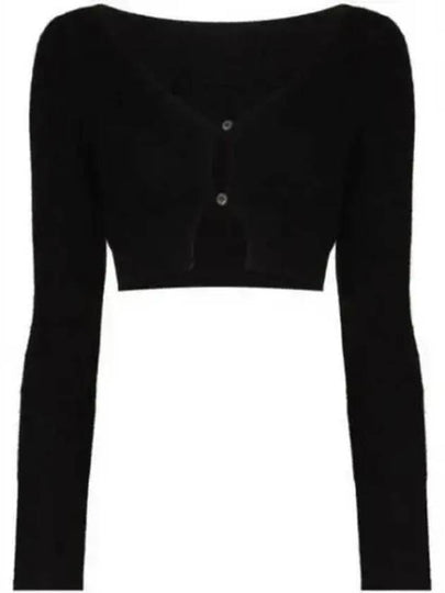 Le Alzou Cropped Mohair Cardigan Black - JACQUEMUS - BALAAN 2