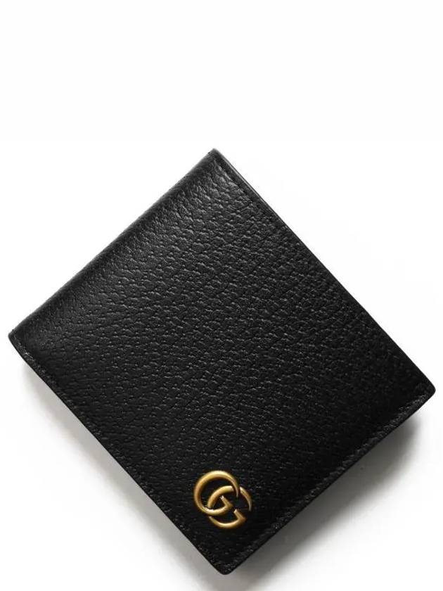 GG Marmont Leather Bi Fold Wallet Black Gold - GUCCI - BALAAN 2