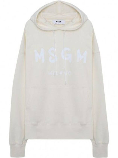 Milano Brushed Logo Print Cotton Hoodie White Ivory - MSGM - BALAAN 2