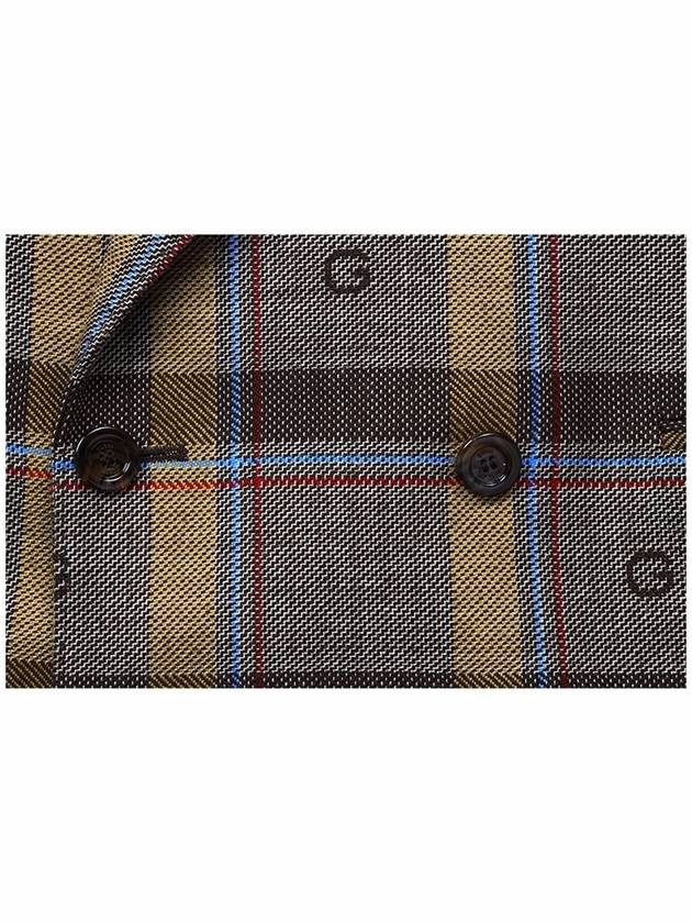 Web Label Check Pocket Wool Jacket Brown - GUCCI - BALAAN 6