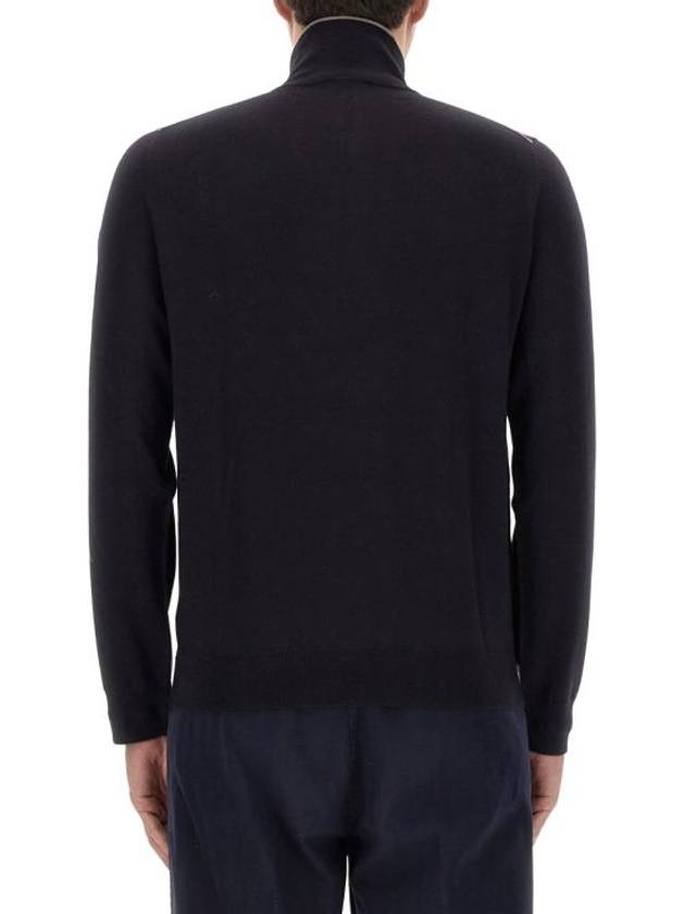 Zip Neck Merino Wool Knit Top Navy - PAUL SMITH - BALAAN 2