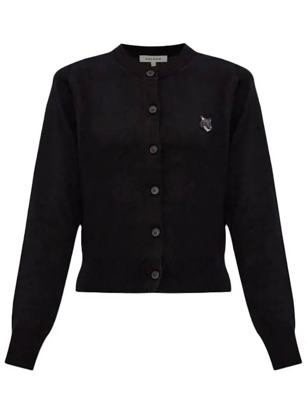 Bold Fox Head Patch Regular Cardigan Black - MAISON KITSUNE - BALAAN 2