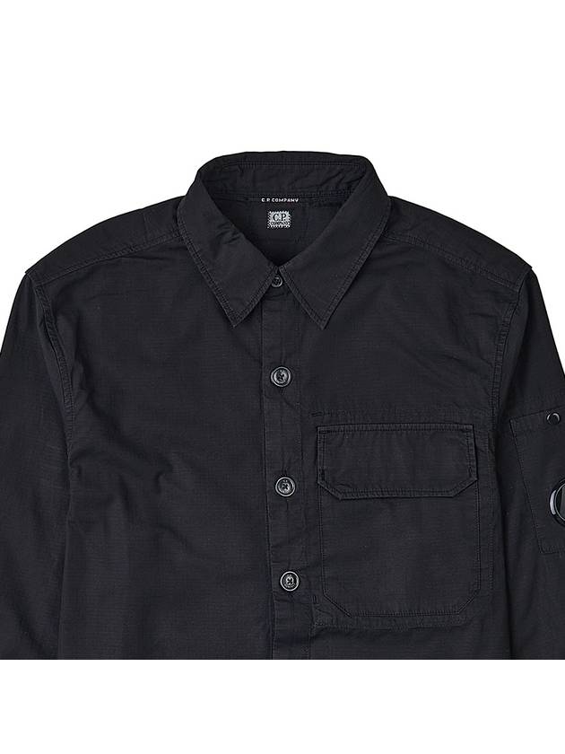 Lens Wappen Ripstop Shirt Zip Up Jacket Black - CP COMPANY - BALAAN 4